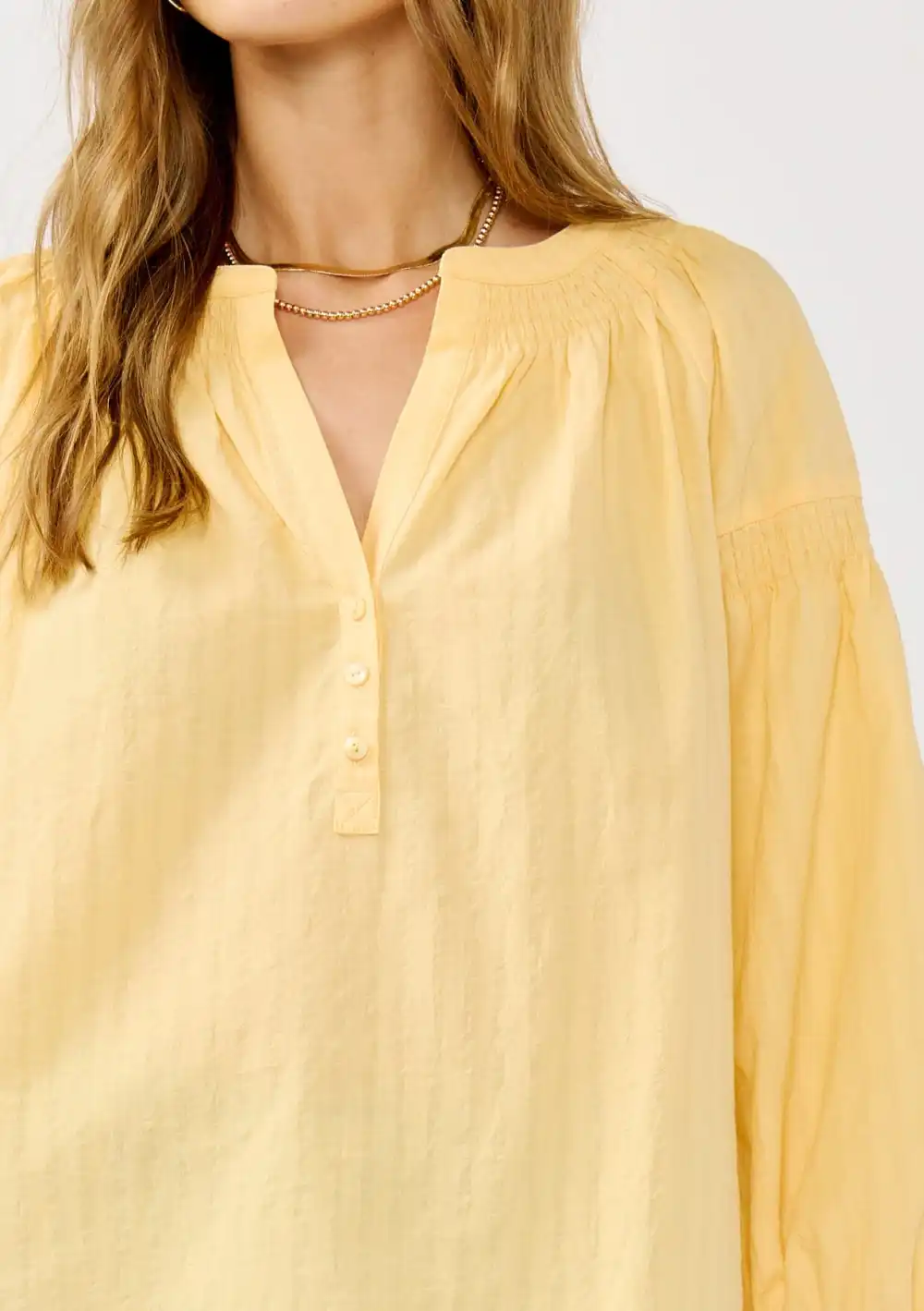 Notched Drop Shoulder Blouse