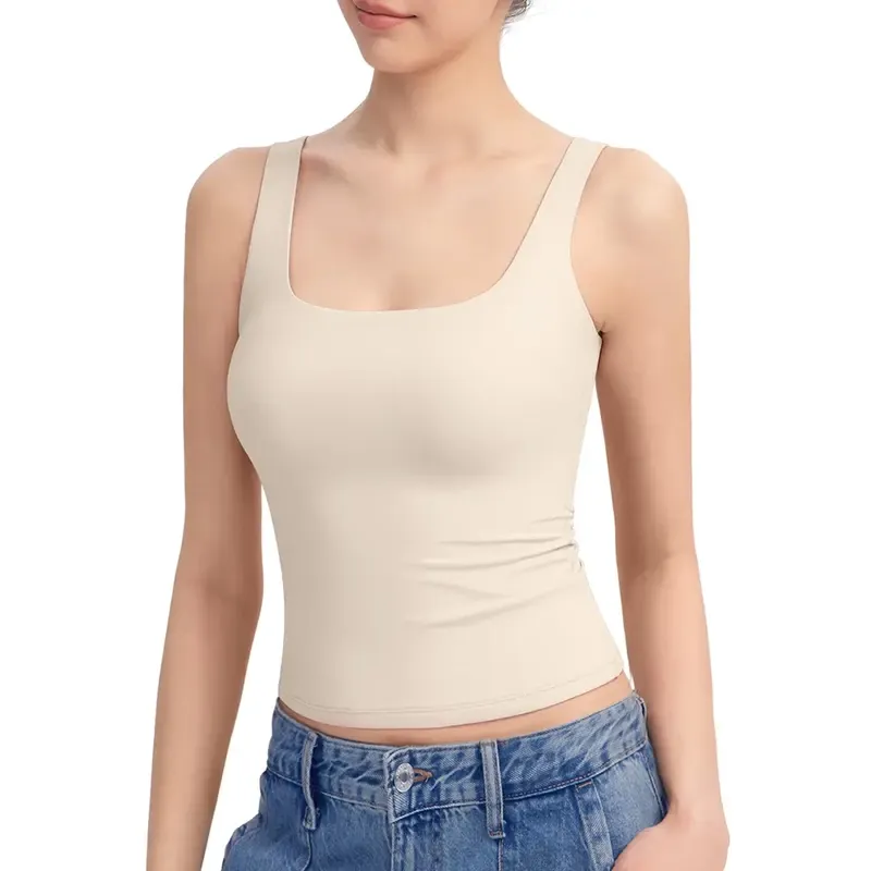 Women's Tank Top Sleeveless Double Lined Basic Tops