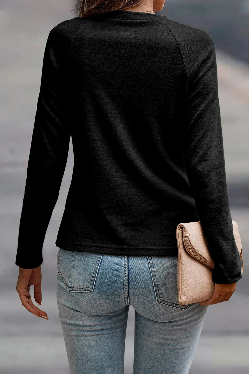 Women's Solid Long Sleeve Raglan Sleeve Top
