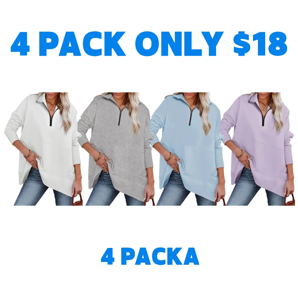 Women's Casual Oversized Half Zip Sweatshirts Long Sleeve