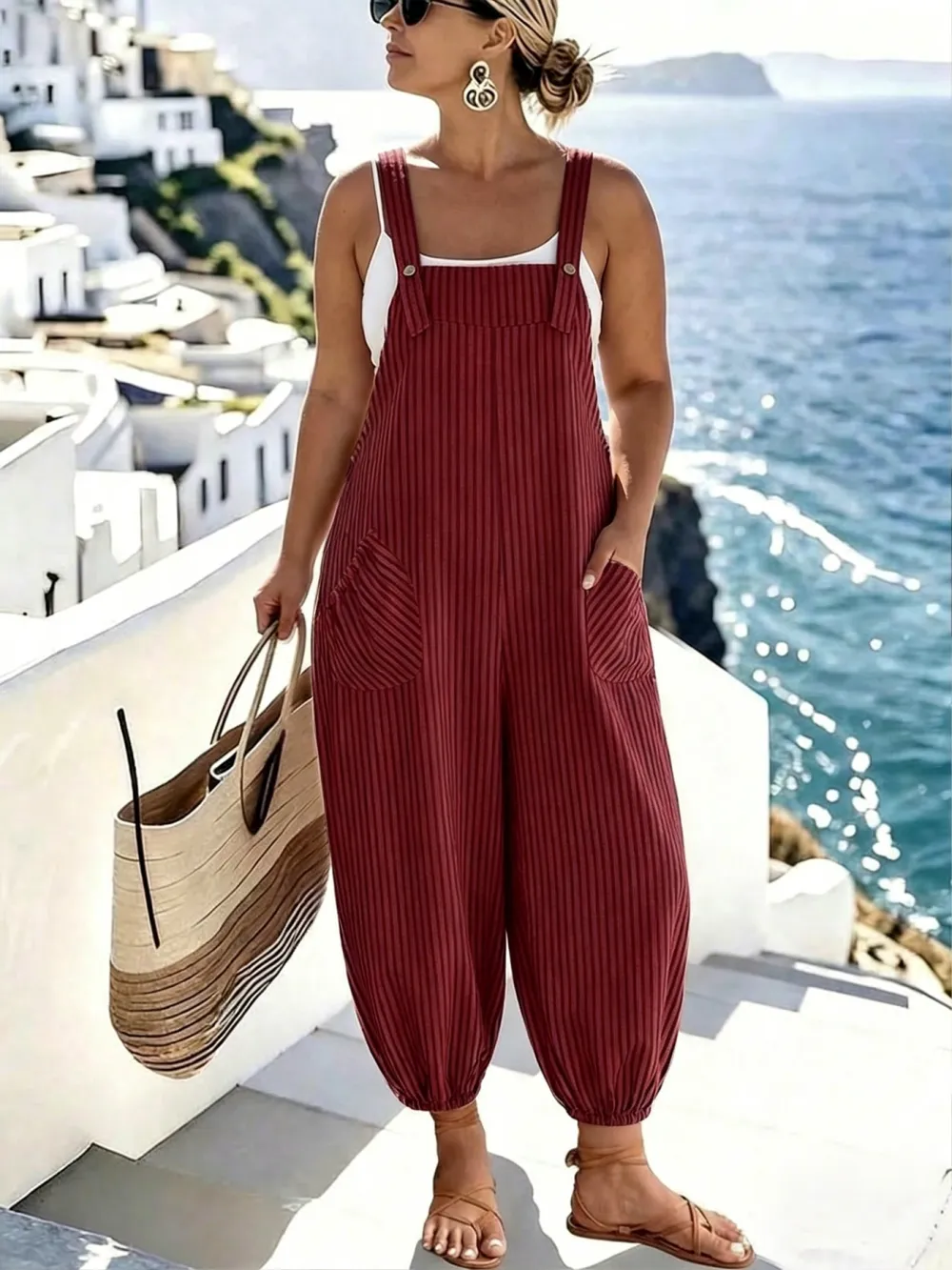 [Plus Size] Slim-Fit, Comfortable, Casual Sleeveless Jumpsuit