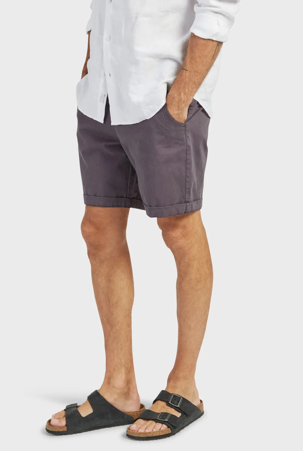 Charcoal Cotton Tailored Shorts