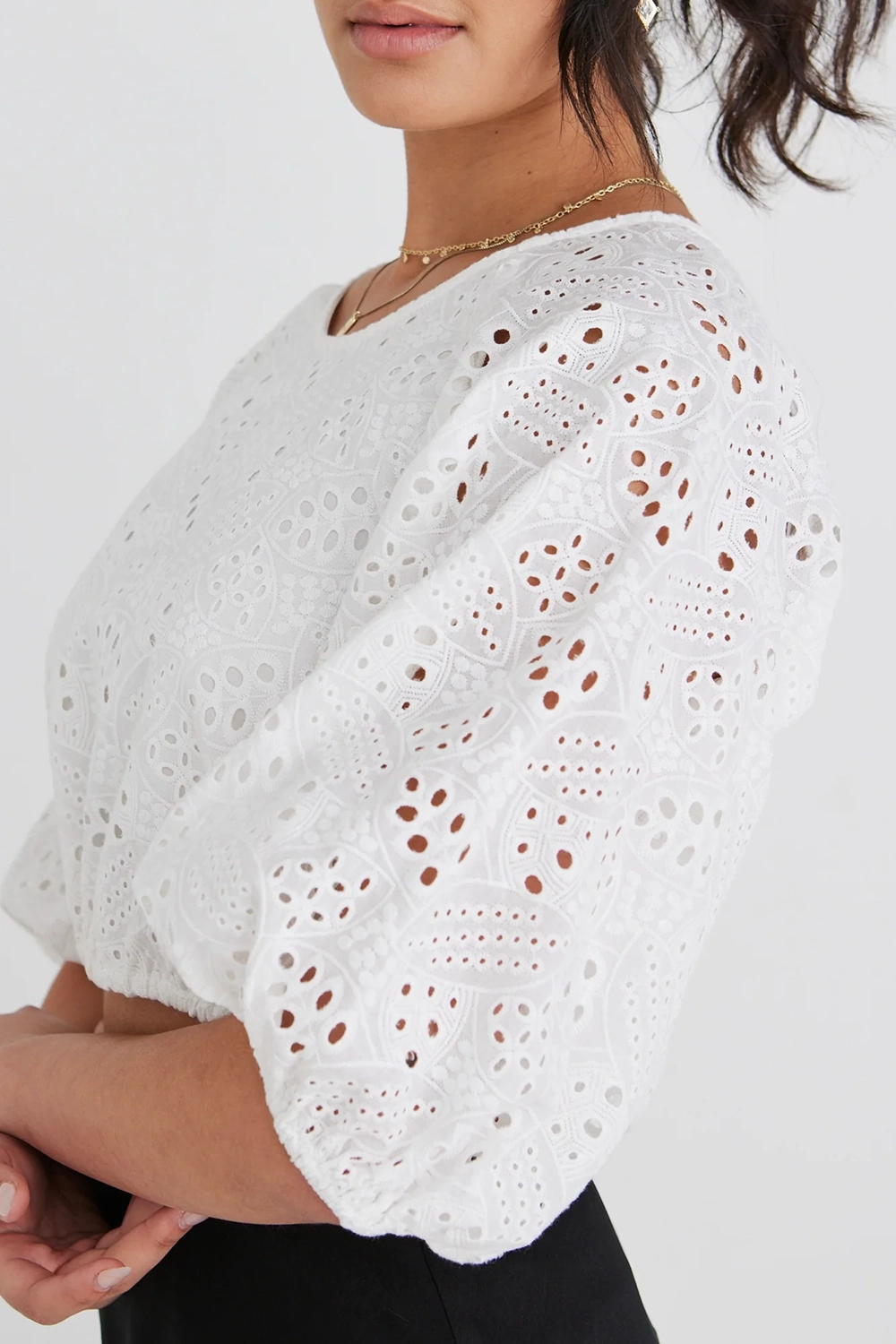 White Eyelet Crop Top