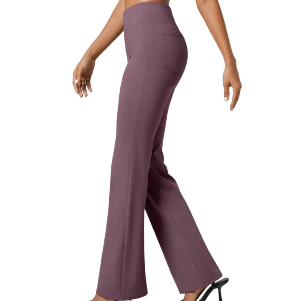 Flex High Waisted Back Side Pocket Slight Flare Work Pants
