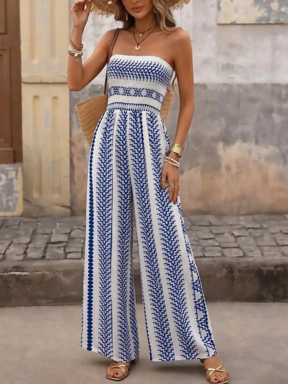 Easygoing Striped Wide Leg Jumpsuit