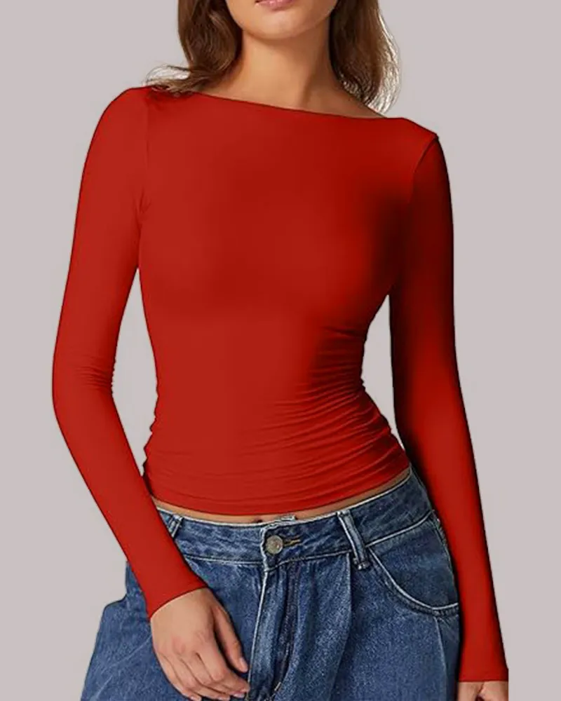 Long Sleeve Backless Jumpsuit