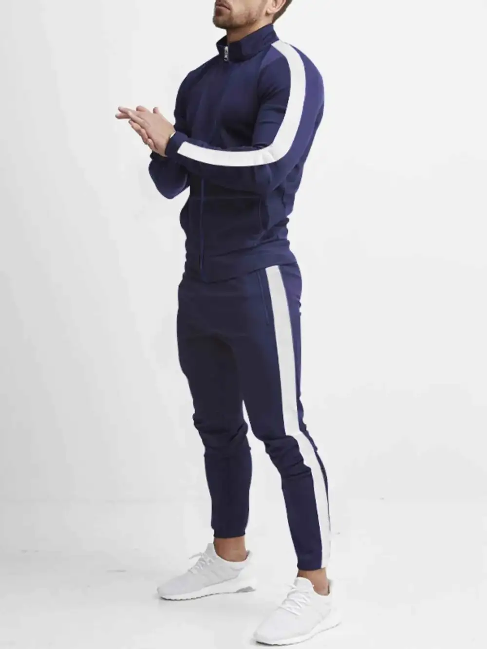 Side Stripes Zip Up Top and Pants Set