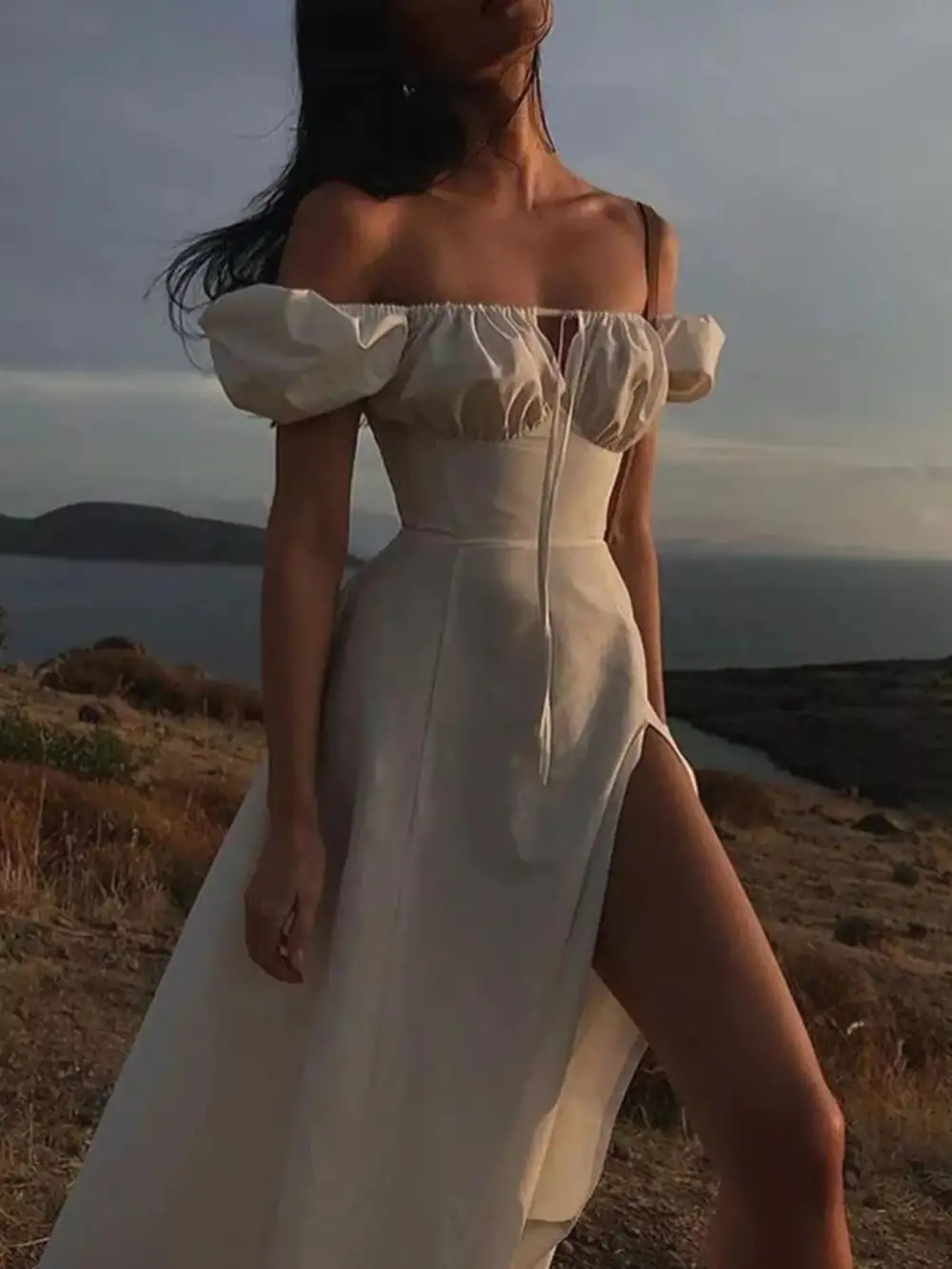 Slit Short Sleeve Midi Dress