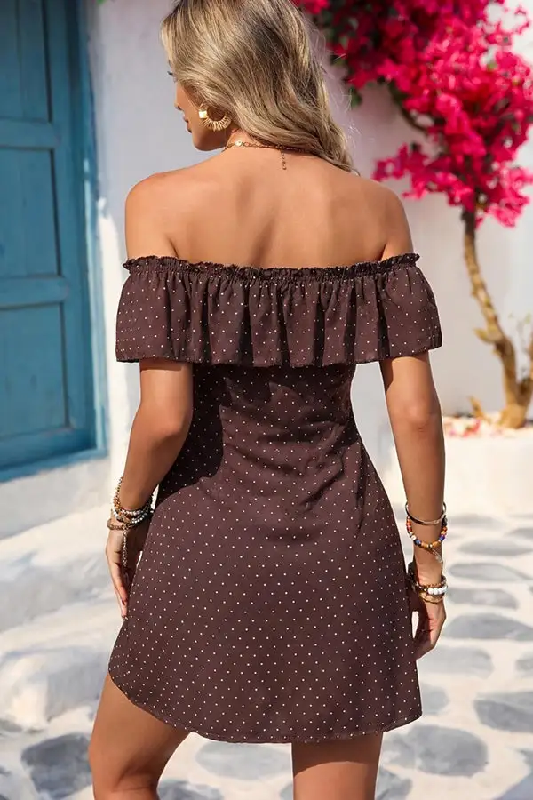 The Shoulder Polka Dot Print Mini Dress