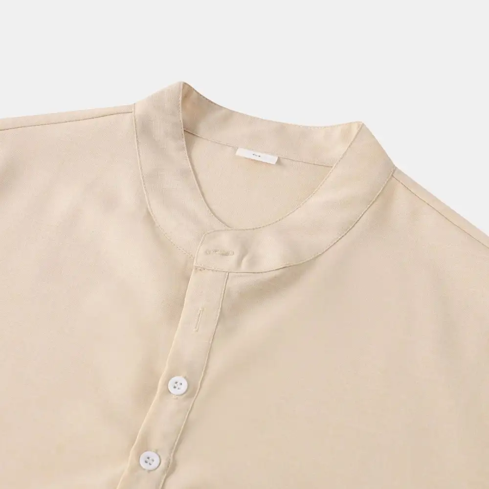 Stand-Collar Short-Sleeve Breathable Henley Shirt