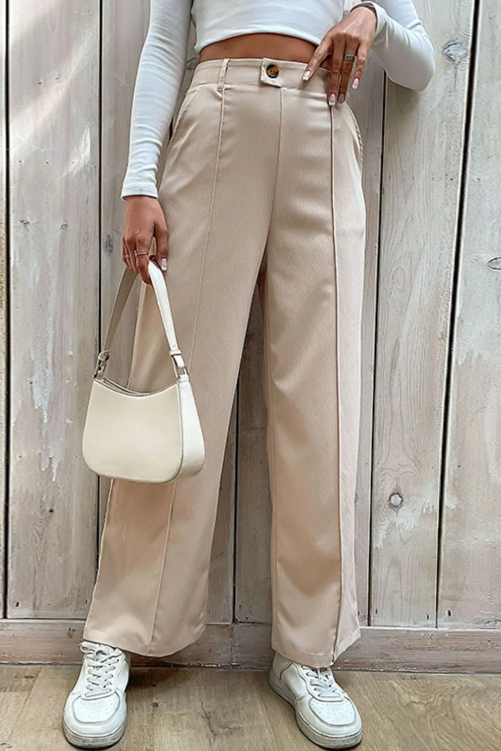 Easy Wide Leg Pocket Detail Pants