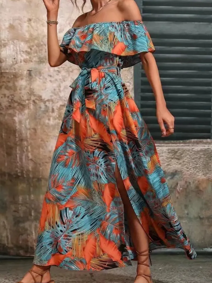 Ruffle Trim Maxi Dress