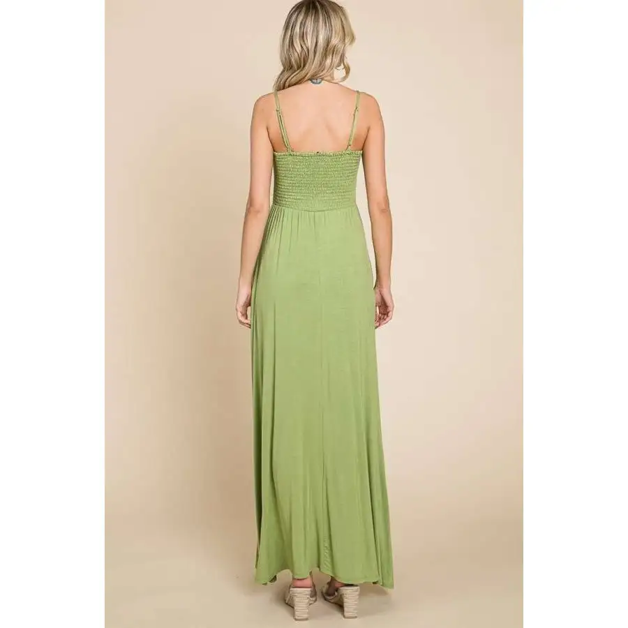 Relaxed Culture Code Full Size Smocked Cami Maxi Dress with Pockets
