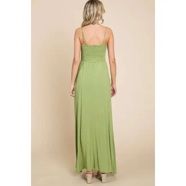 Relaxed Culture Code Full Size Smocked Cami Maxi Dress with Pockets