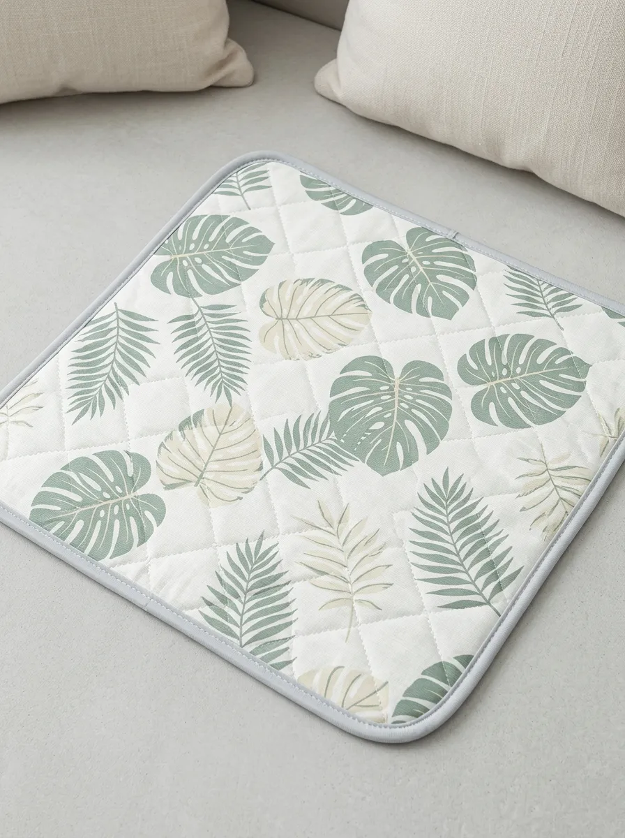 Portable Tropical Plant Lover Monstera Leaf Pattern Cooling Mat