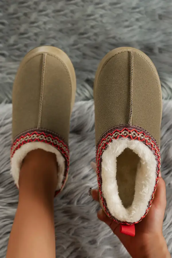 Printed Suede Plush Lined Snow Boots