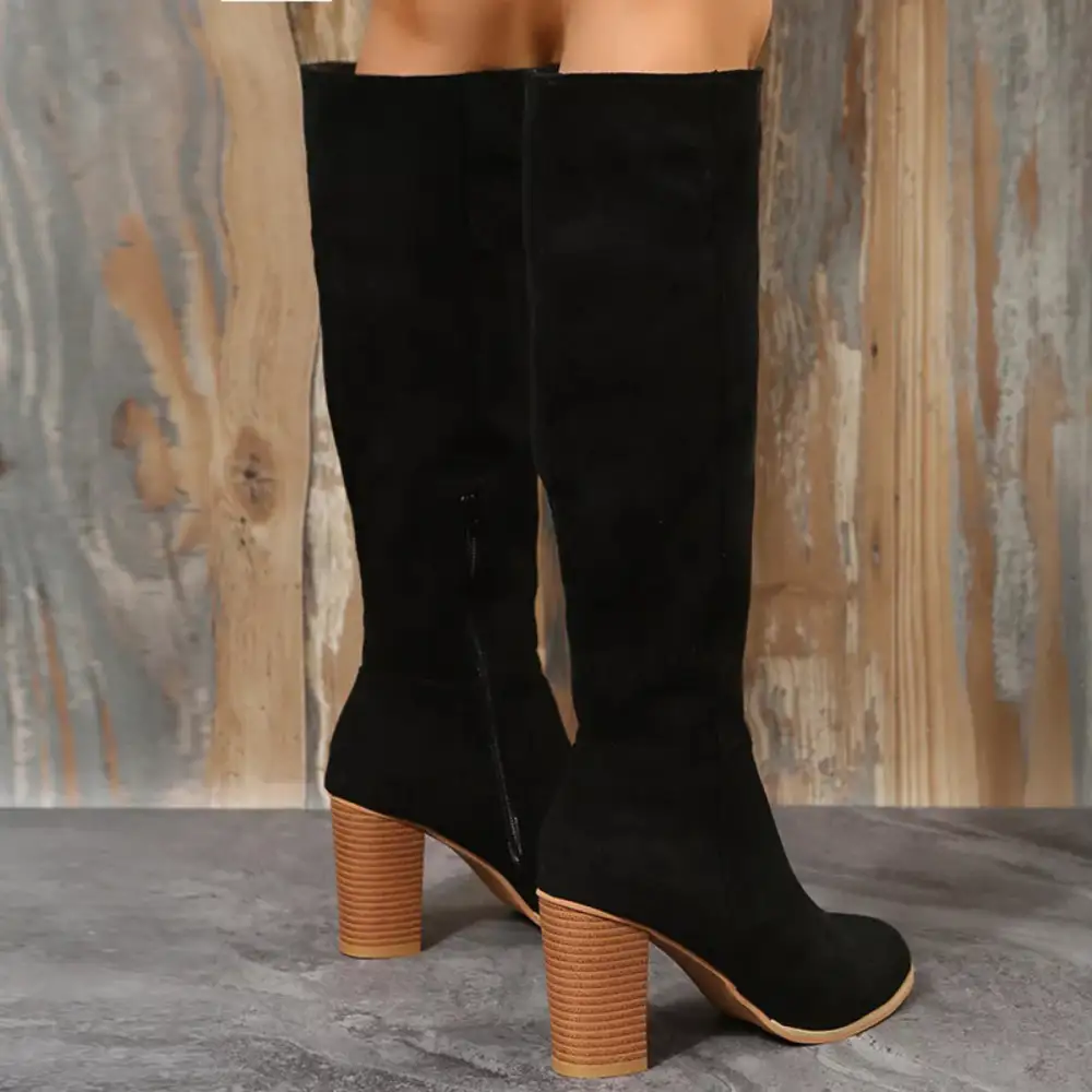 Point Toe Block Heels Boots