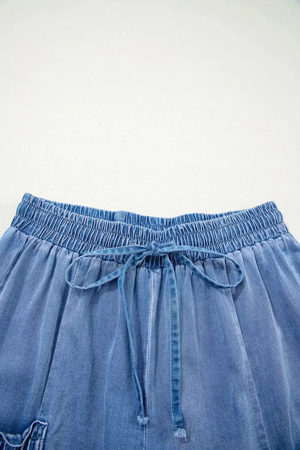 Loose Fit Drawstring Elastic Waist Denim Jeans