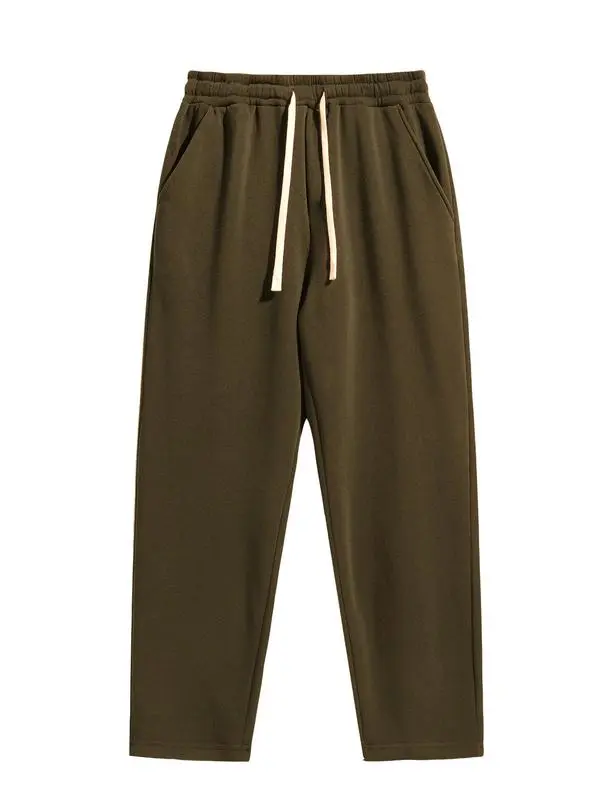 Men's Regular Fit Solid Drawstring Waist Sweatpants, Casual Pocket Design Pants for Fall & Winter, Men's Trousers for Daily Wear, Athleisure Pants
