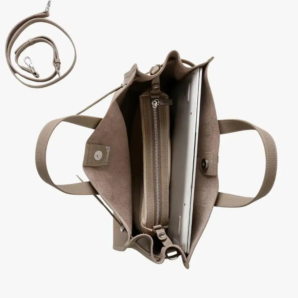 Open Top Soft Grain Shoulder Bag