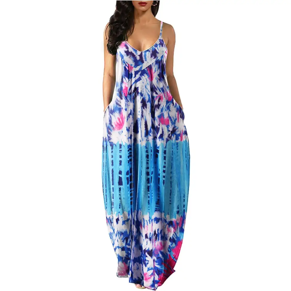 2023Women's Long Sleeveless V Neck Dress