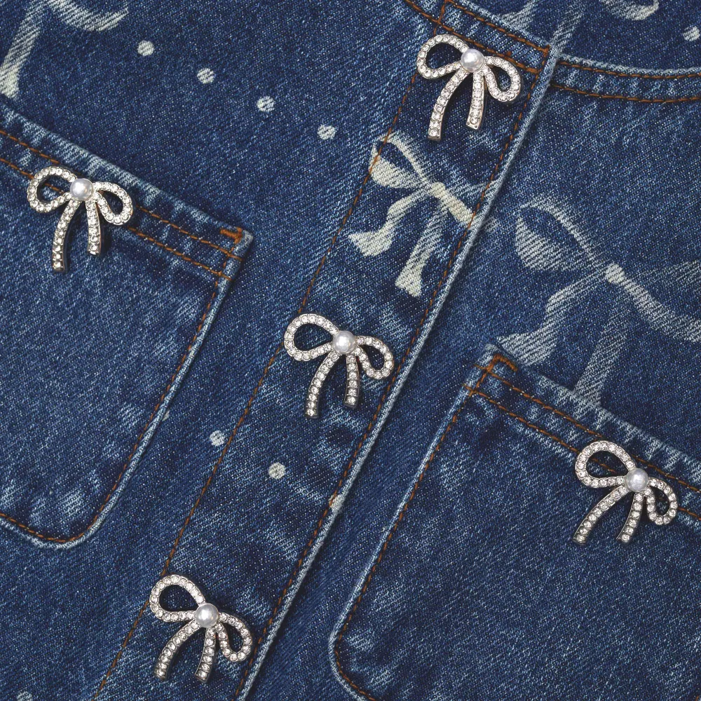 Bow Print Denim Jacket