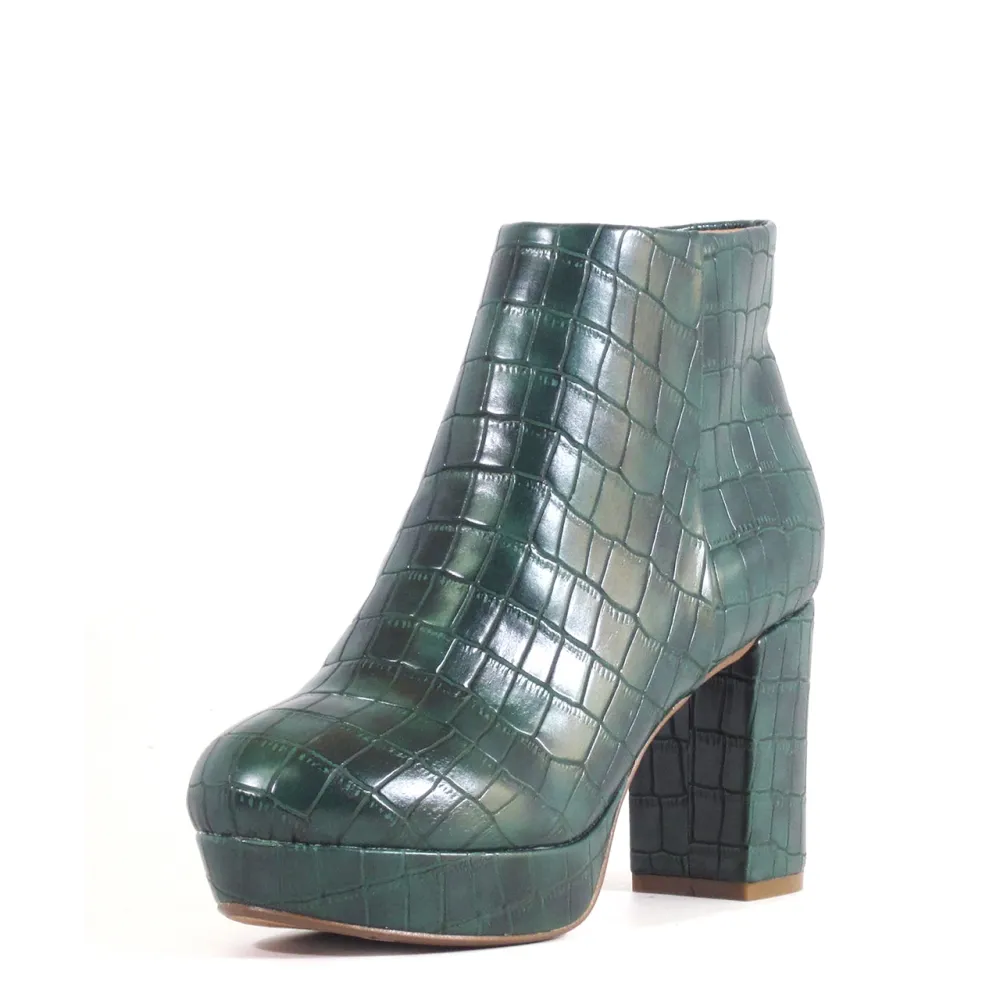Retro Platform Heel Ankle Boots