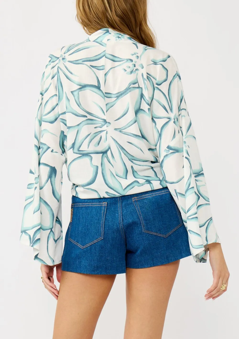 Tie Front Flower Print Blouse