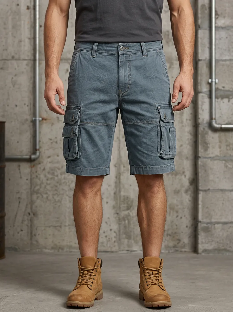Men's Casual Outdoor Blue Denim Cargo Shorts