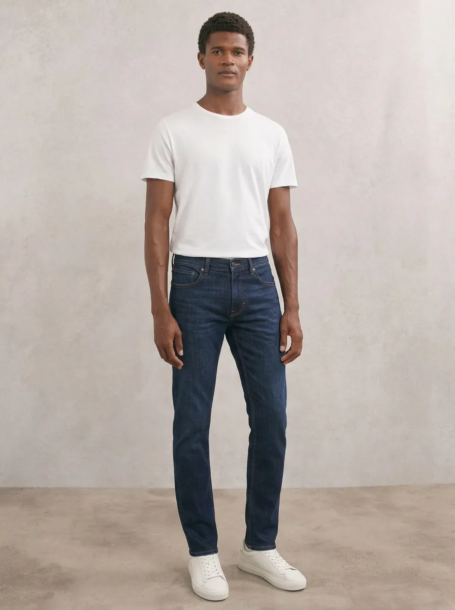 Men's Classic Everyday Dark Wash Stretch Denim Jeans