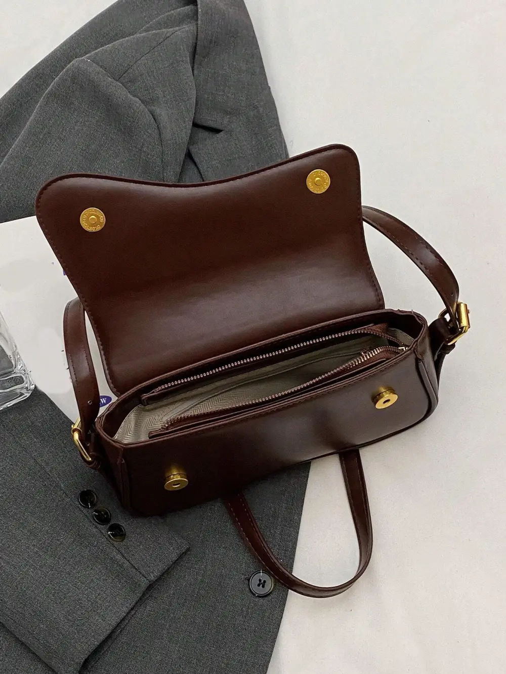 Plaid Minimalist Flap Square Bag