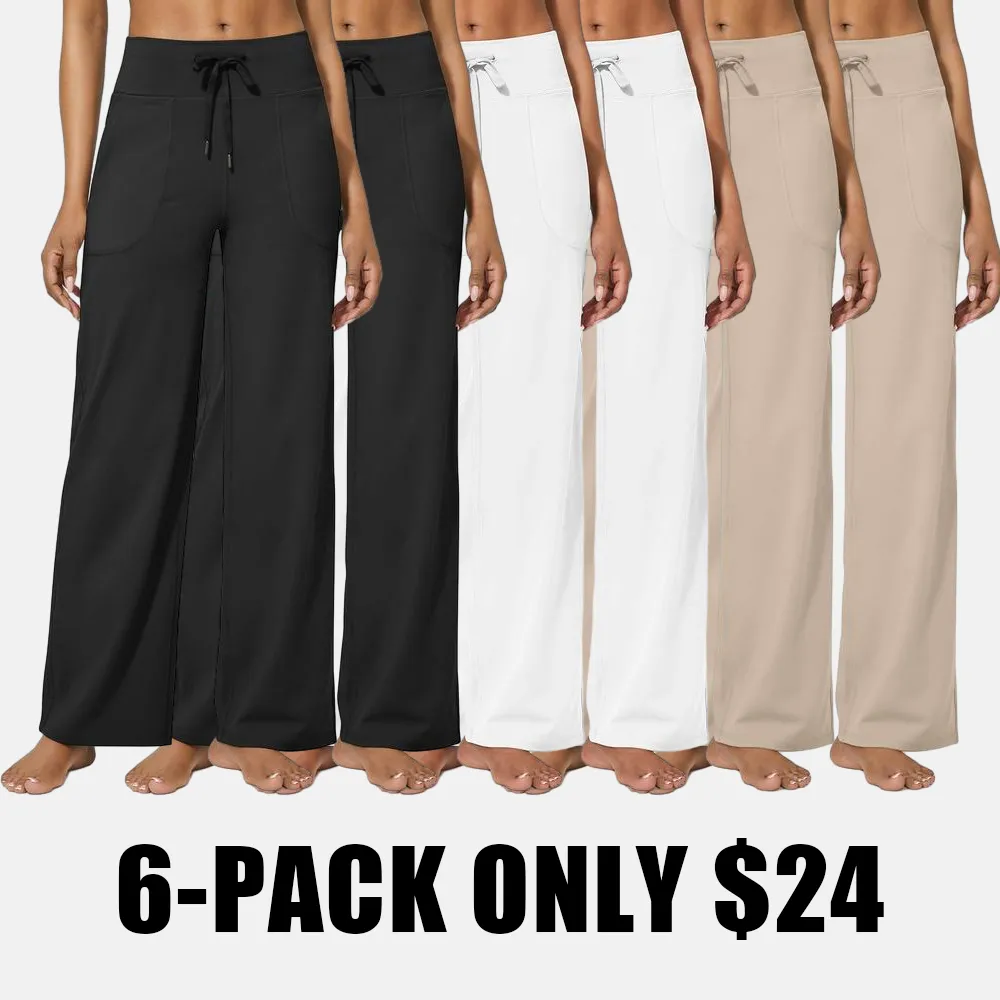 Wide Leg Pants for Women Yoga Pants High Waist Sweatpants with Pockets Stretch Lounge Pants Comfy Workout Athletic Wear Fitness Apparel Outdoorfun