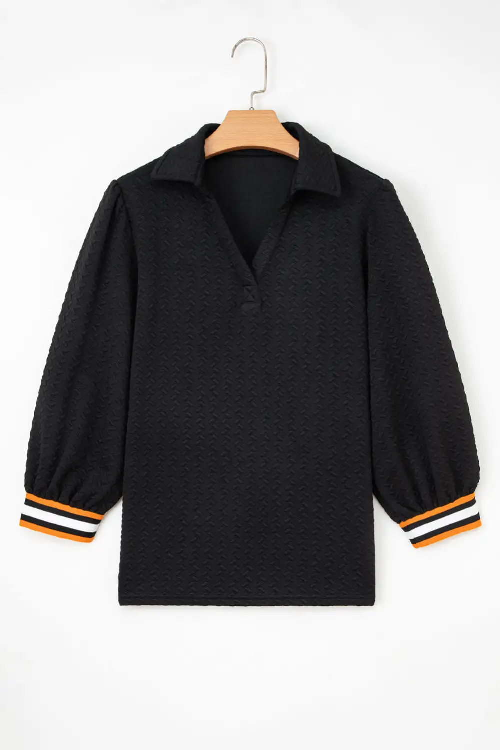 Striped Patchwork Textured Pullover Sweatshirt