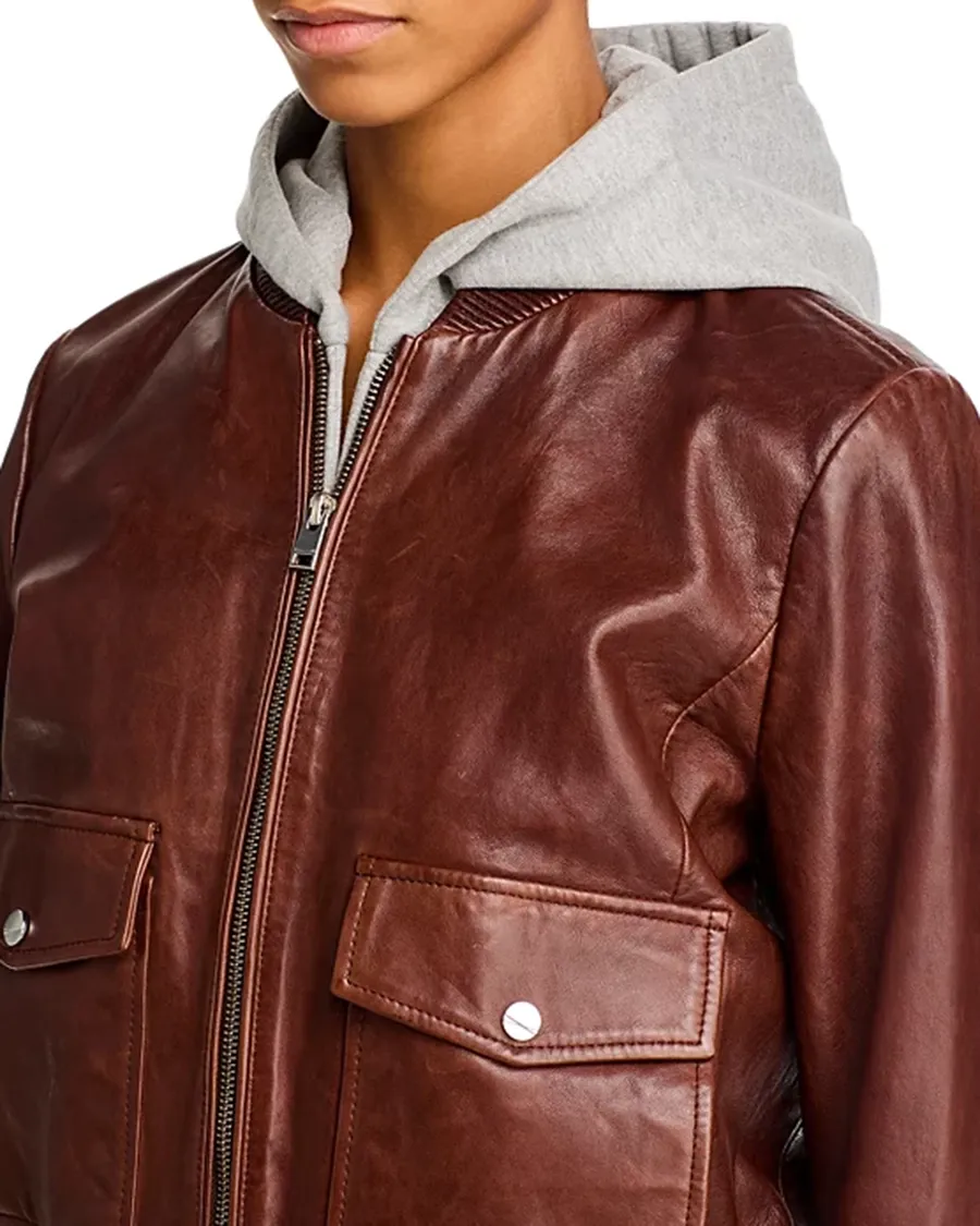 Casual Style Leather Bomber Jacket