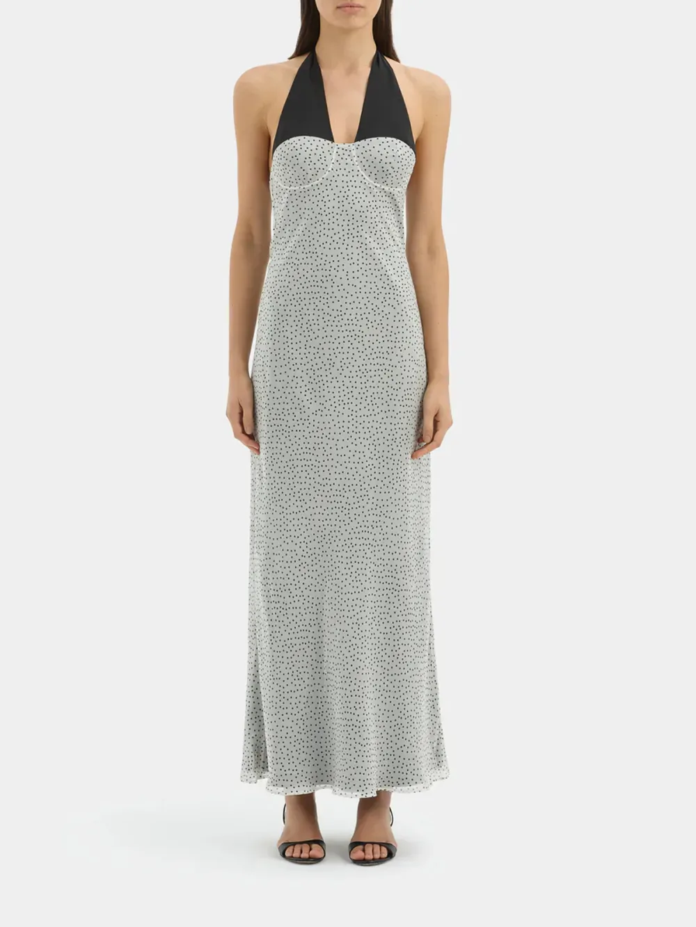 Adjustable Halter Neck Polka Maxi Dress