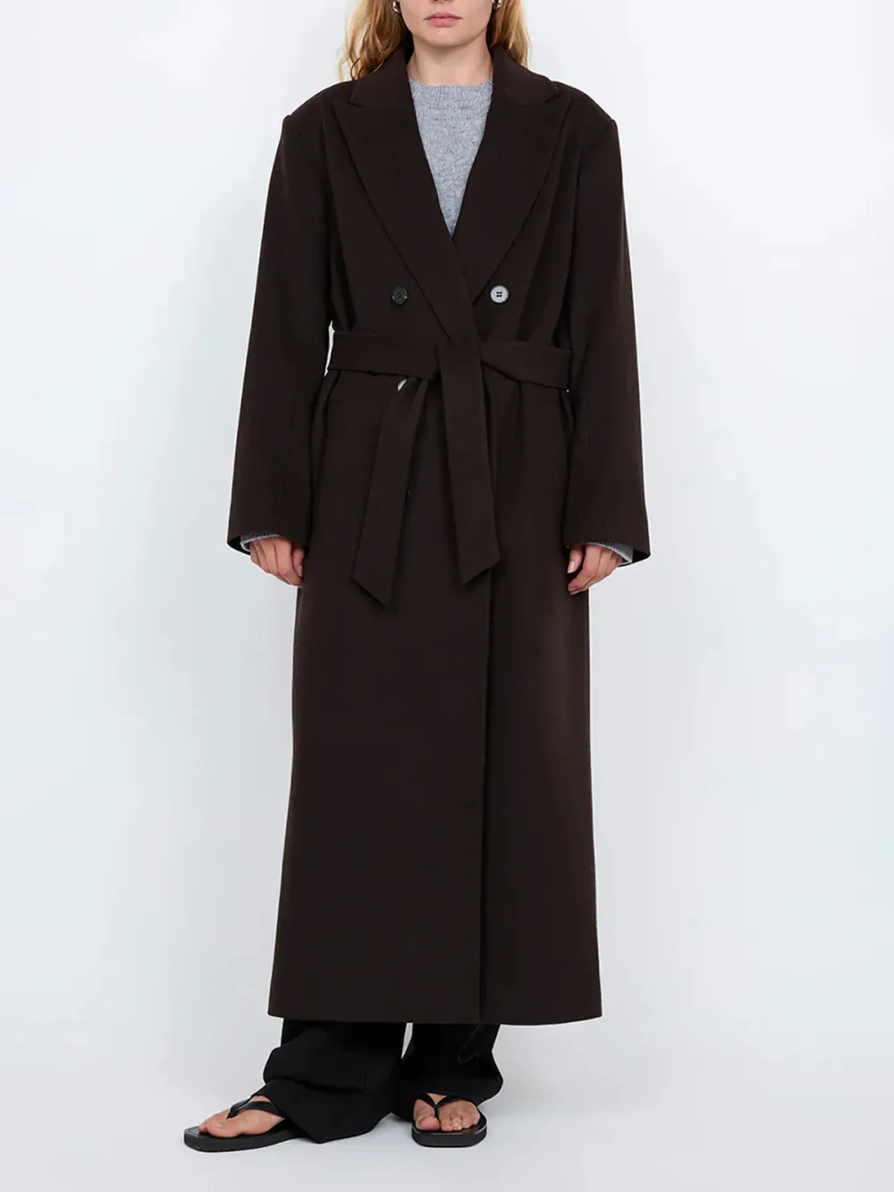 Casual Style Long Sleeve Coat Chocolate
