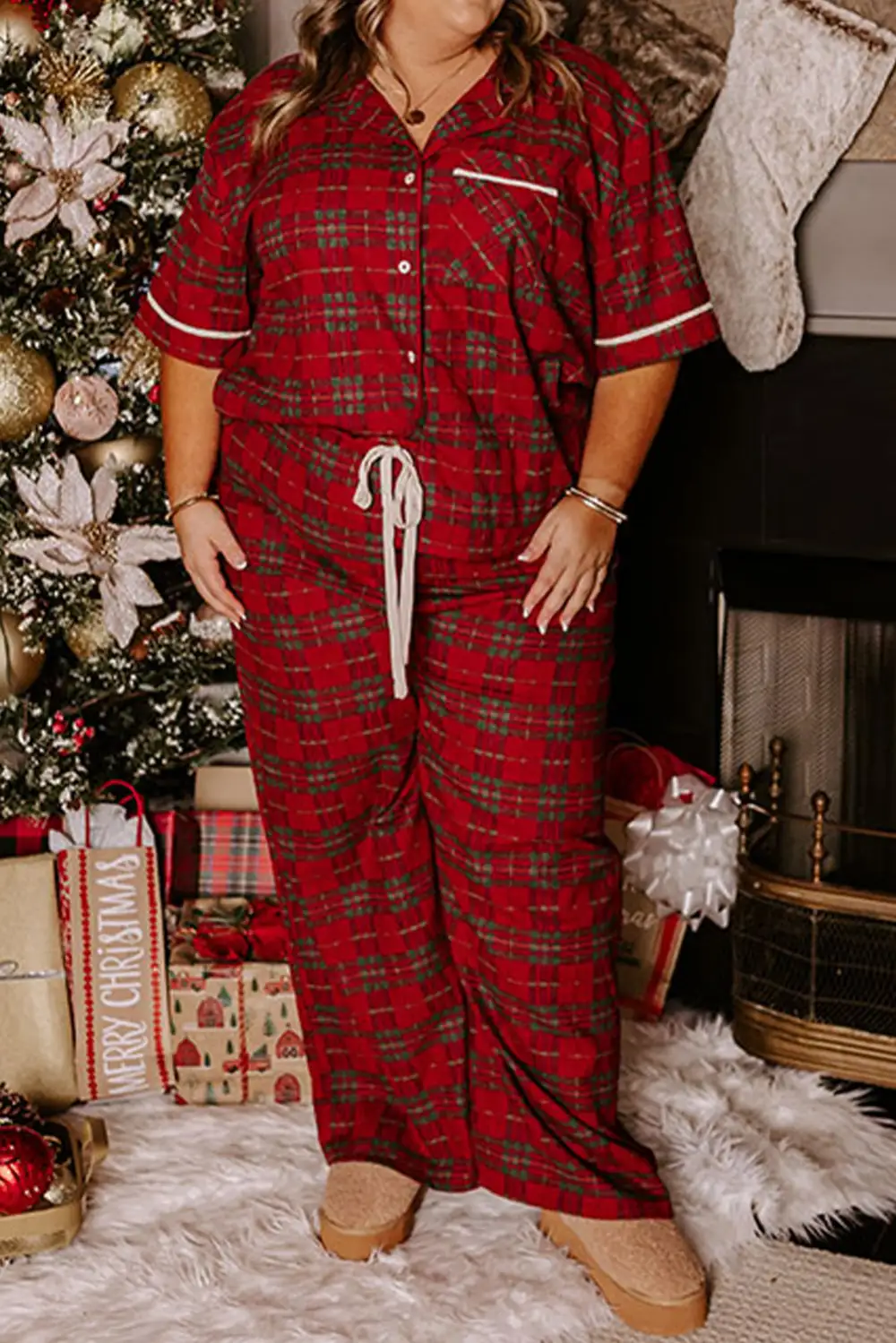 Plaid Print Short Pajama Set