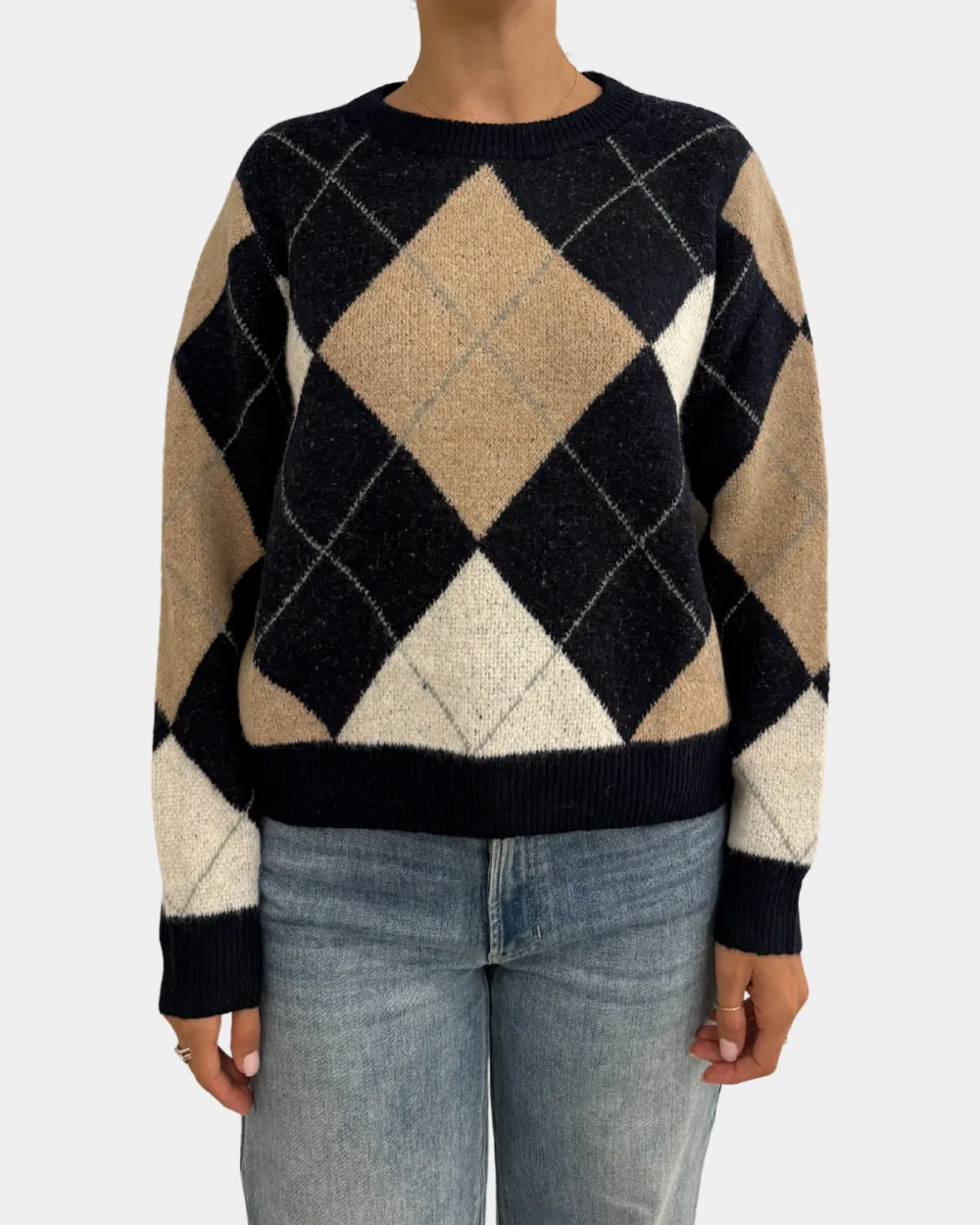 Relaxed Argyle Sweater Sweaters