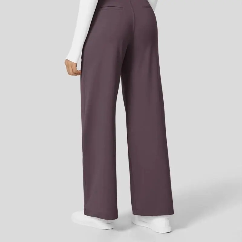 Women‘s Flex High Waisted Plicated Side Pocket Straight Leg Work Pants