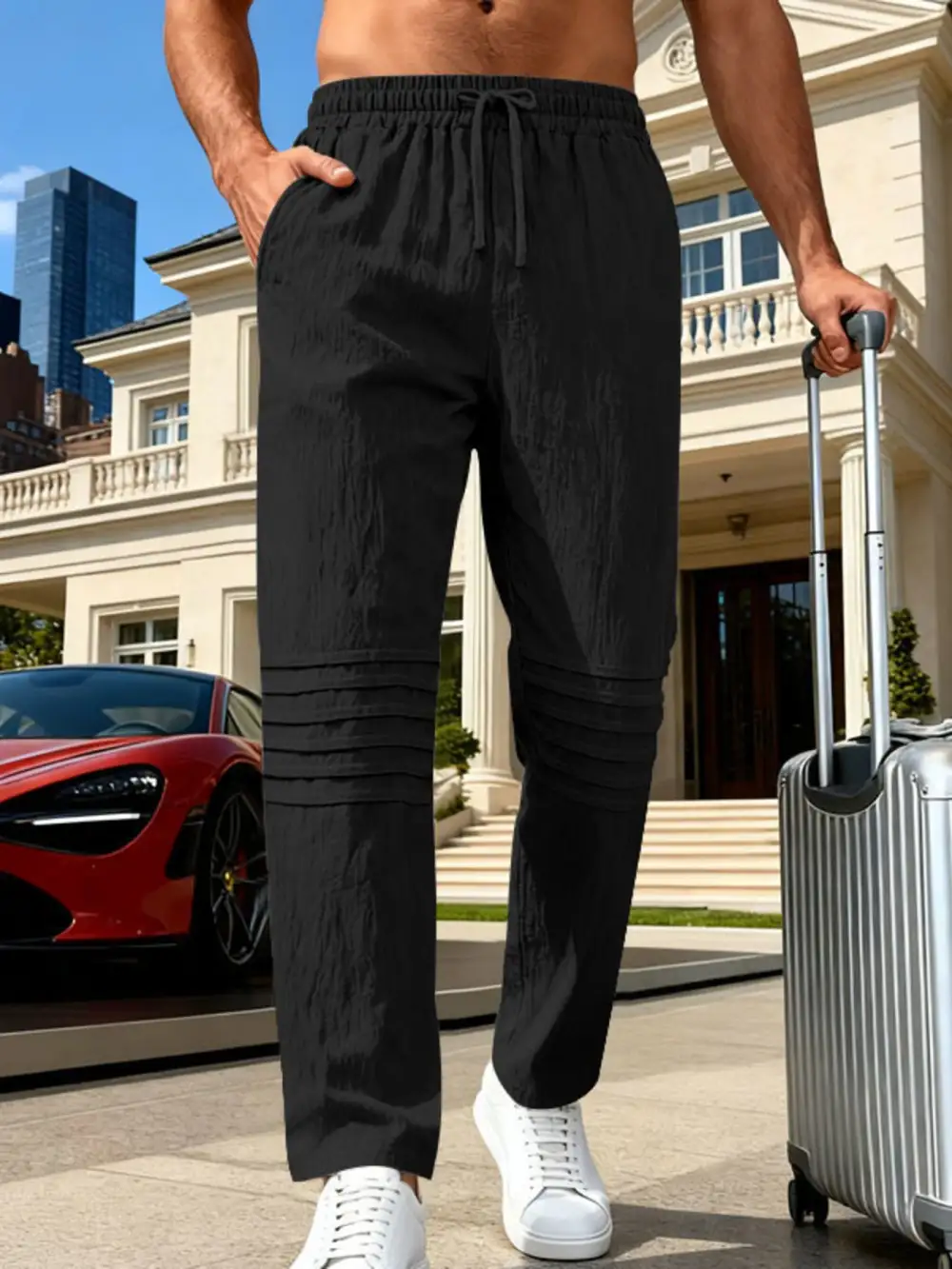 Men's Full Size Casual Drawstring Pants Plus Size