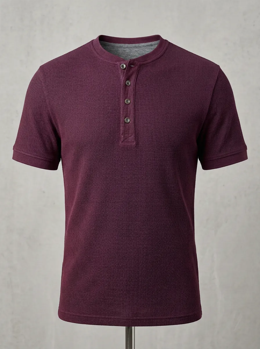 Men's Athletic Inspired Waffle Knit Henley Shirt