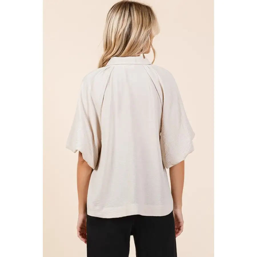 Classic Airflow Short Bubble Sleeve Button Down Shirt