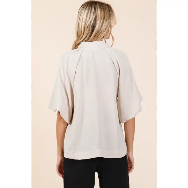 Classic Airflow Short Bubble Sleeve Button Down Shirt