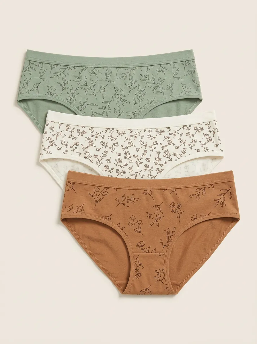 Floral Botanical Leaf-Pattern Panty Set