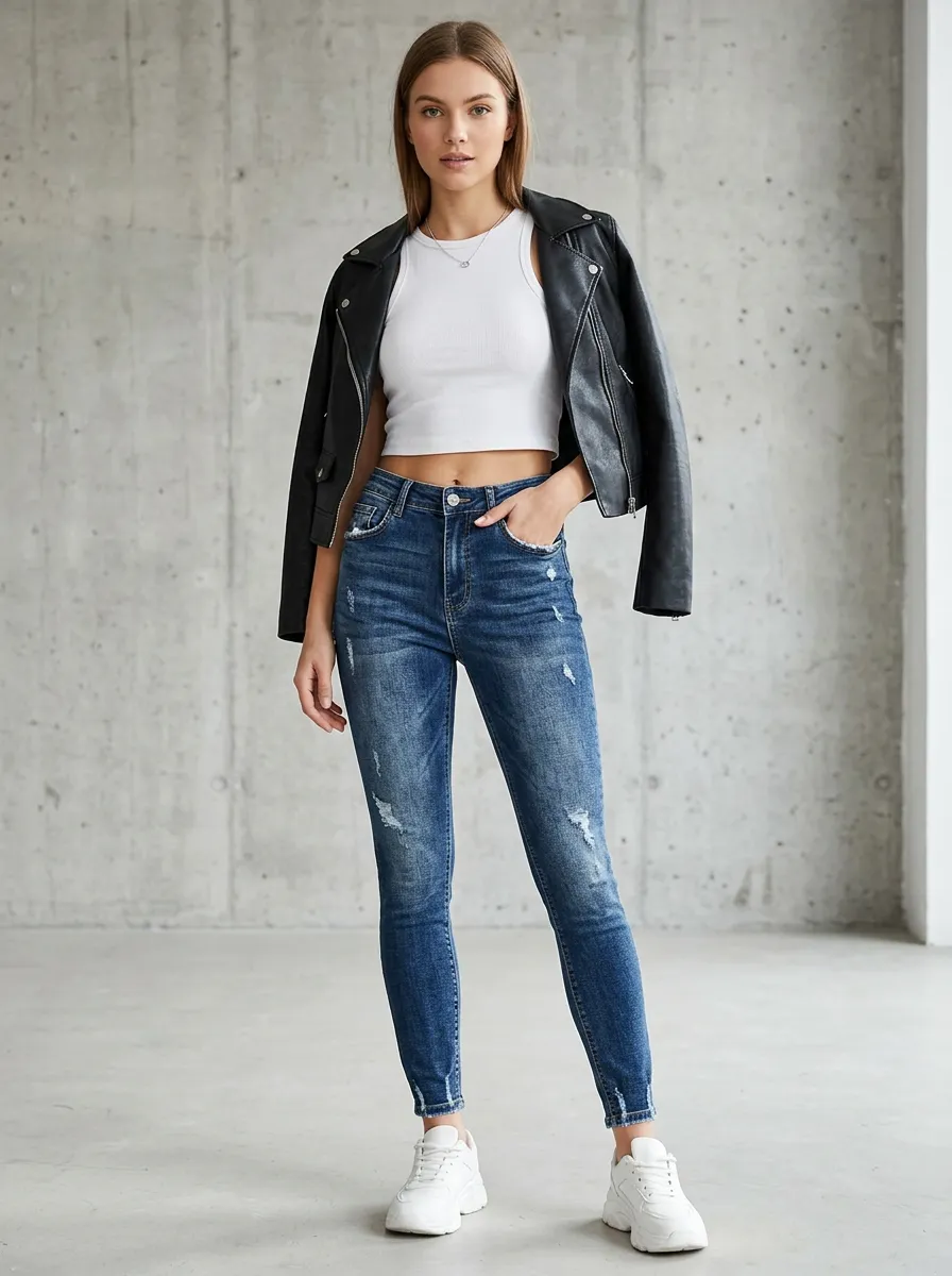 Women's Skinny Jeans Featuring High Waisted