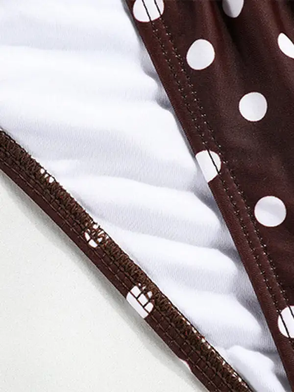 Polka Dot Print Split Bandeau Bikini Swim Set
