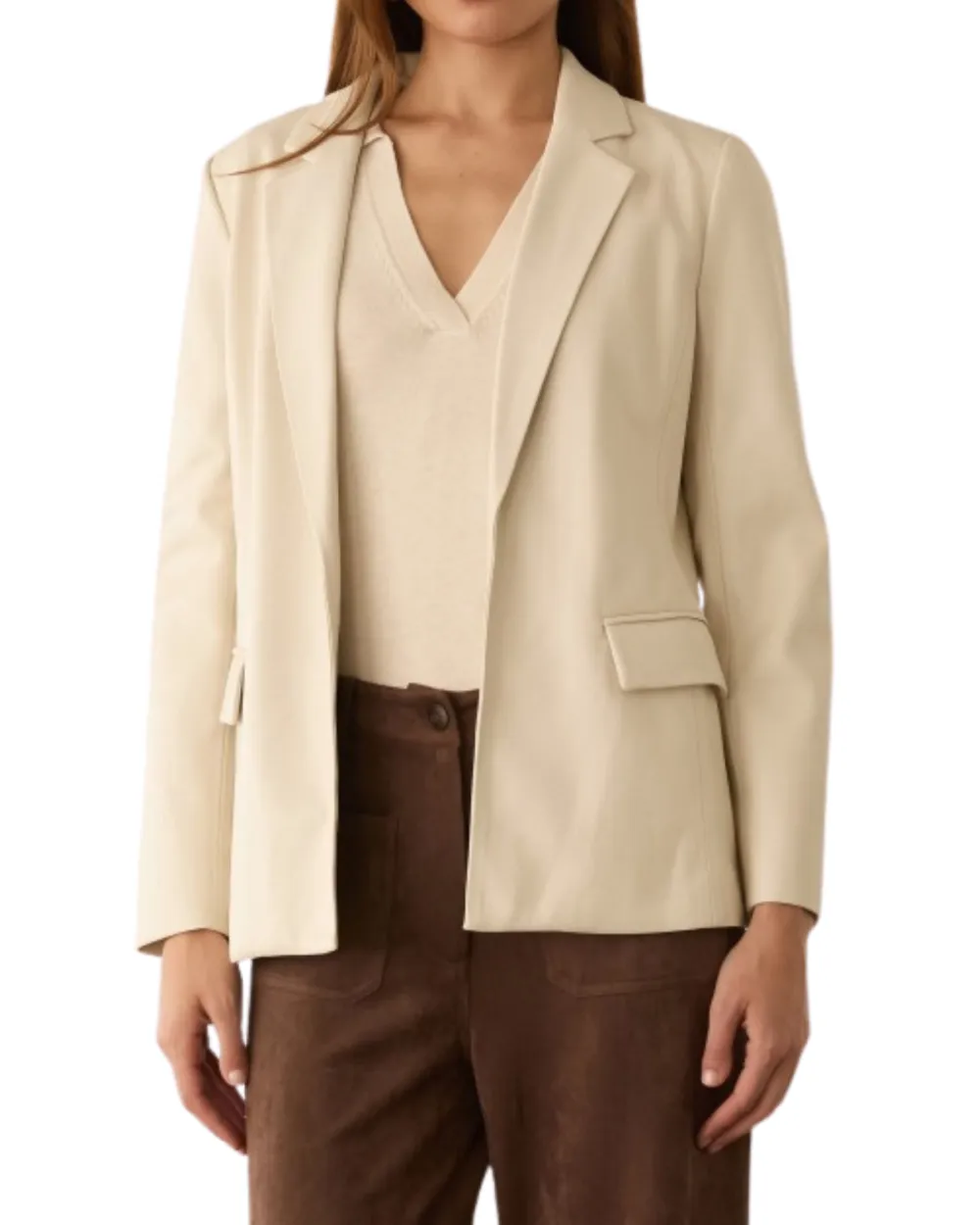 Leather Open Front Blazer