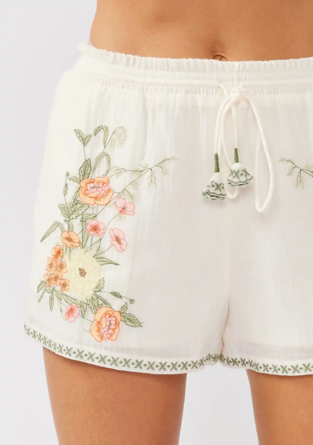 Embroidered Elasticated Waist Shorts