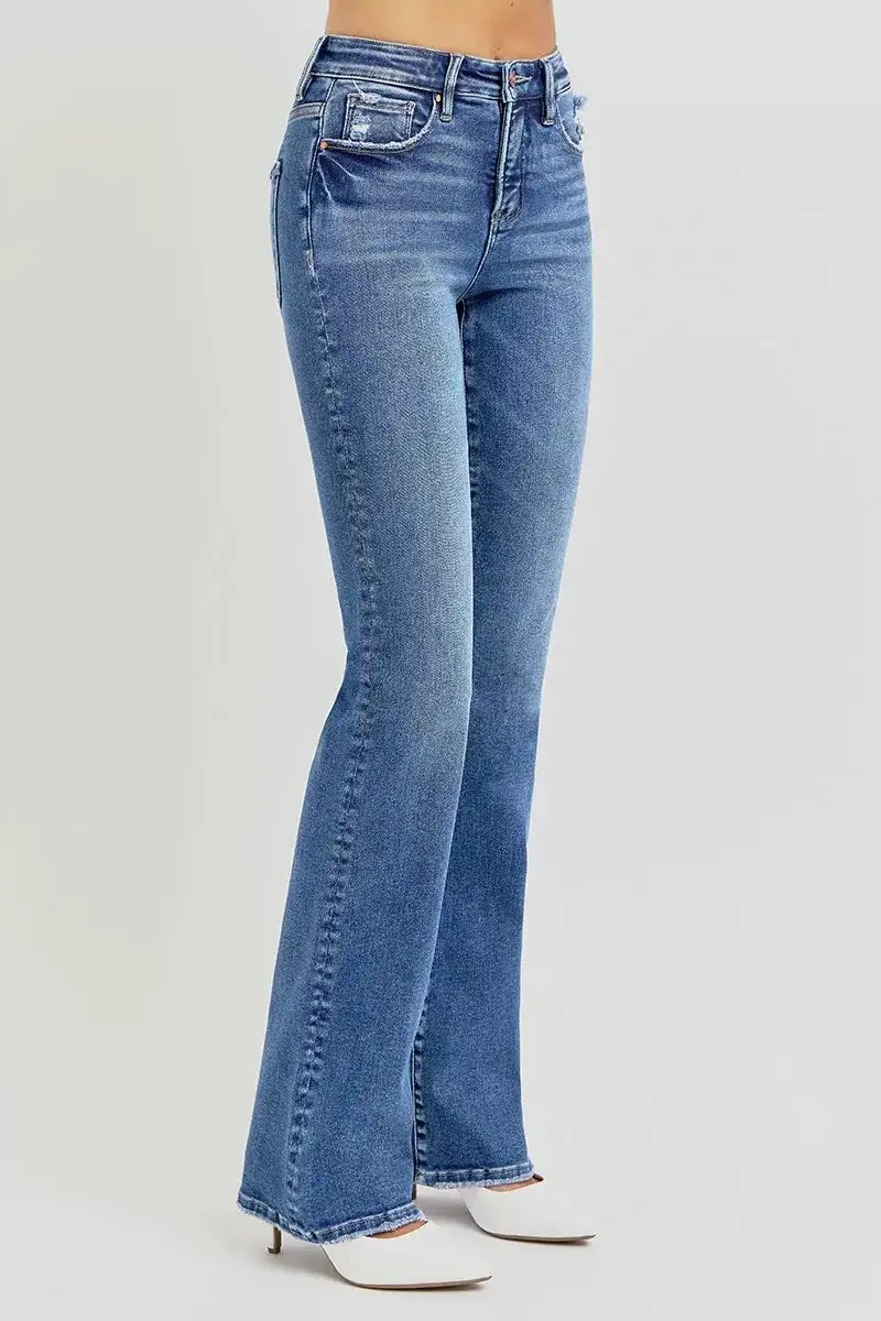 Everyday High-Rise Washed Pocketed Stretch Straight Leg Jeans