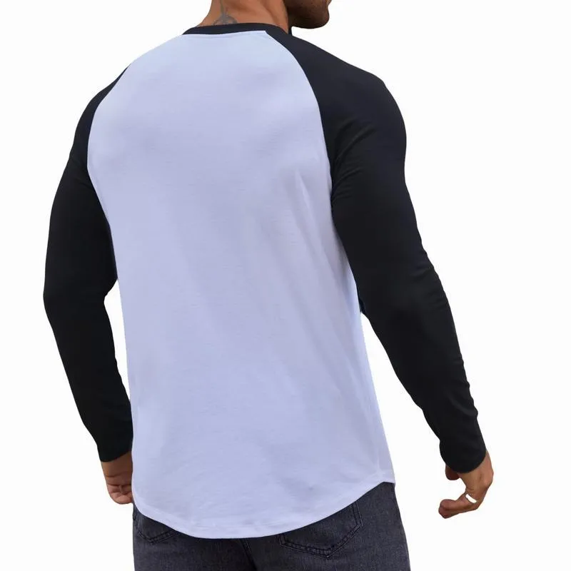 Men's long-sleeved color-blocked slim-fit T-shirt